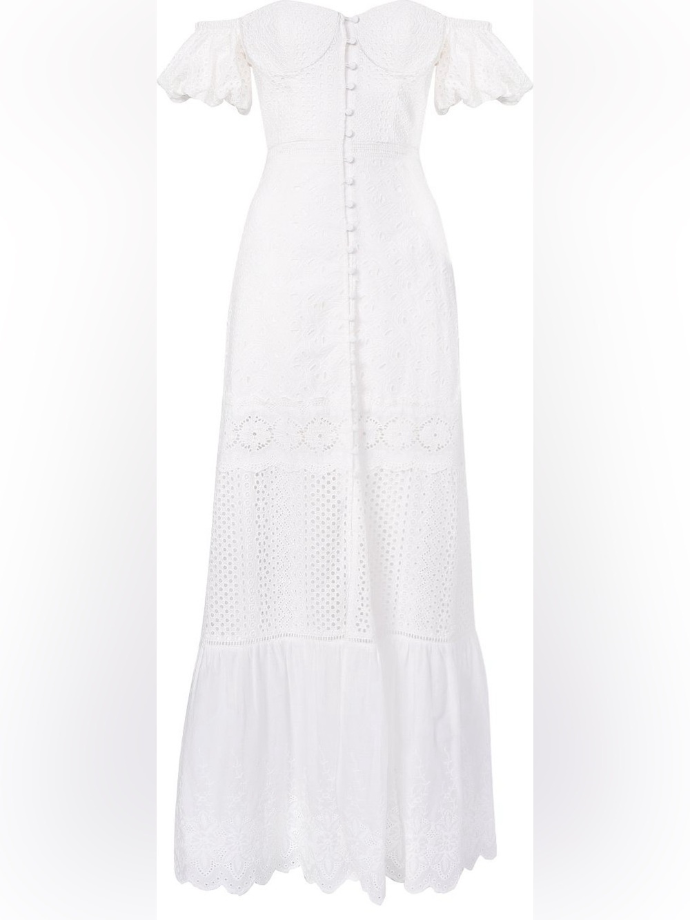True Decadence White Broderie Bardot Eylet Boho Maxi Dress Size 10 NWOT - Picture 3 of 6